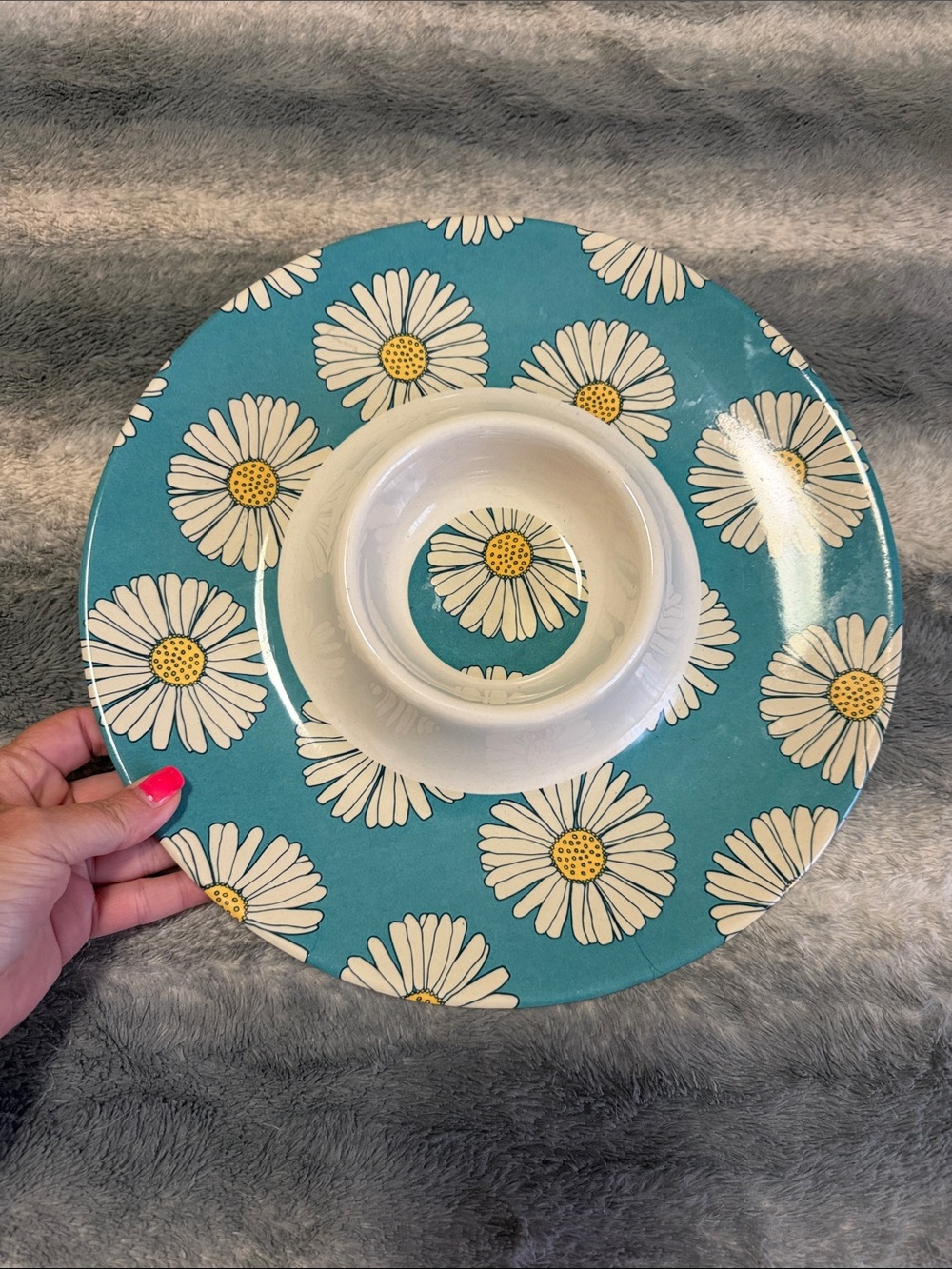 Matilda Jane Teal Daisy Chip and Dip Serving Plate